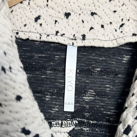 KIYO Jacket Womans Large Art to Wear Splatter Long Sleeve Textured Tan Black - Picture 3 of 6